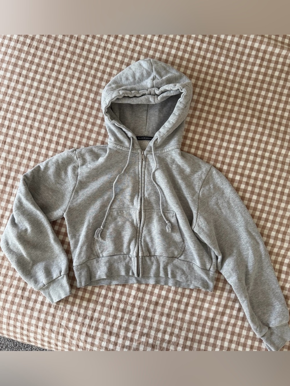 Brandy Melville Oversized Cropped Hoodie Sweater in Gray